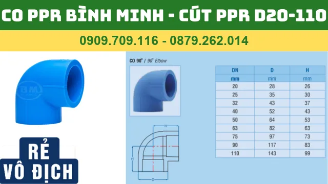CO PPR BÌNH MINH - CÚT PPR D20-110 CO PPR BÌNH MINH - CÚT PPR D20-110