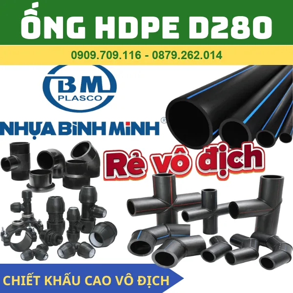 ỐNG HDPE 280 BÌNH MINH _ ỐNG ĐEN CẤP NƯỚC