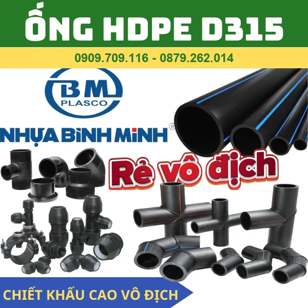 ỐNG HDPE 315 BÌNH MINH _ ỐNG ĐEN CẤP NƯỚC