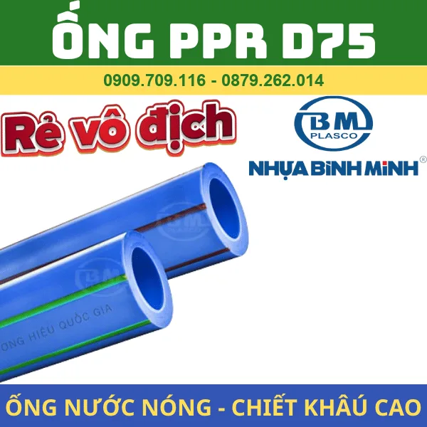 Ống PPR D75 l Nhựa Bình Minh l Giải Pháp Cho Hệ Thống Nước Nóng Lạnh