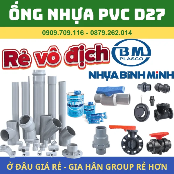 ỐNG PVC 27 l NHỰA BÌNH MINH l GIÁ RẺ NHẤT