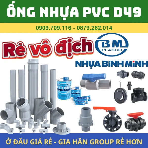 ỐNG PVC 49 l NHỰA BÌNH MINH l GIÁ RẺ NHẤT