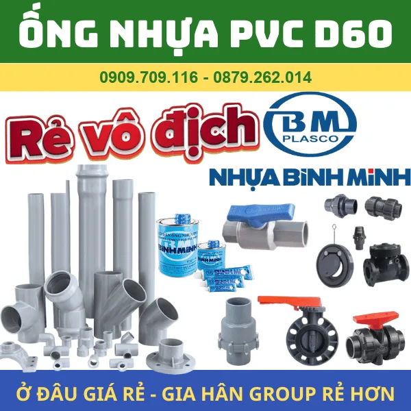 ỐNG PVC 60 l NHỰA BÌNH MINH l GIÁ RẺ NHẤT