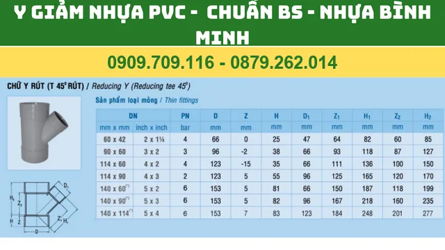Y GIẢM NHỰA PVC BÌNH MINH - CHUẨN BS - CHỮ Y GIẢM PVC BÌNH MINH Y GIẢM NHỰA PVC BÌNH MINH - CHUẨN BS - CHỮ Y GIẢM PVC BÌNH MINH