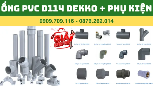 Hình ảnh chi tiết phụ kiện ống nhựa PVC 114 Dekko: co, tê, nối...