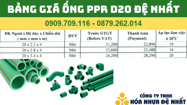 ỐNG PPR D20 ĐỆ NHẤT ỐNG PPR D20 ĐỆ NHẤT