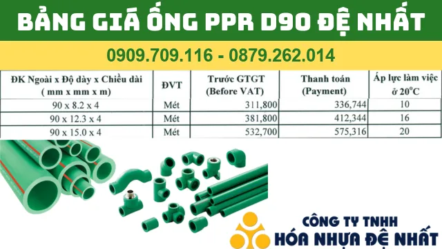 BẢNG GIÁ ỐNG PPR D90 ĐỆ NHẤT
