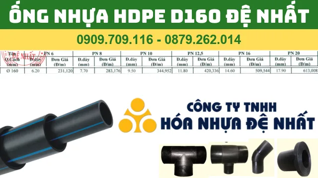 ỐNG NHỰA HDPE D160 ĐỆ NHẤT - ỐNG HDPE PHI 160 ĐỆ NHẤT ỐNG NHỰA HDPE D160 ĐỆ NHẤT - ỐNG HDPE PHI 160 ĐỆ NHẤT