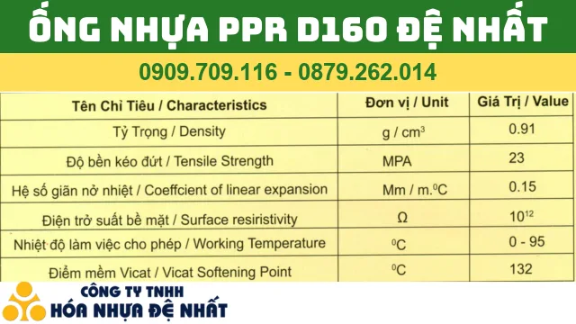 ỐNG NHỰA PPR D160 ĐỆ NHẤT