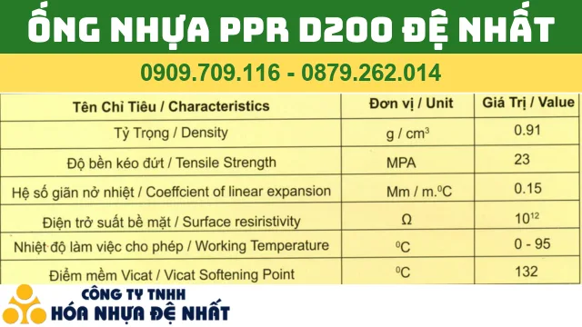 ỐNG NHỰA PPR D200 ĐỆ NHẤT