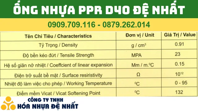 ỐNG NHỰA PPR D40 ĐỆ NHẤT ỐNG NHỰA PPR D40 ĐỆ NHẤT
