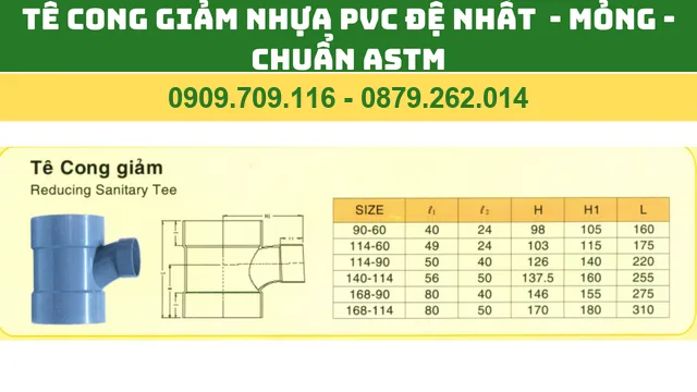 TÊ CONG GIẢM NHỰA PVC ĐỆ NHẤT MỎNG - CHUẨN ASTM - TÊ CONG GIẢM PVC ĐỆ NHẤT TÊ CONG GIẢM NHỰA PVC ĐỆ NHẤT MỎNG - CHUẨN ASTM - TÊ CONG GIẢM PVC ĐỆ NHẤT