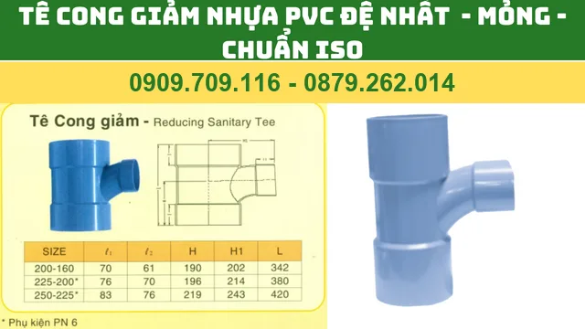 TÊ CONG GIẢM NHỰA PVC ĐỆ NHẤT MỎNG - CHUẨN ISO - TÊ CONG GIẢM PVC ĐỆ NHẤT TÊ CONG GIẢM NHỰA PVC ĐỆ NHẤT MỎNG - CHUẨN ISO - TÊ CONG GIẢM PVC ĐỆ NHẤT