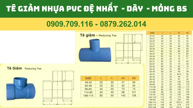 TÊ GIẢM NHỰA PVC ĐỆ NHẤT DÀY - MỎNG - CHUẨN BS
