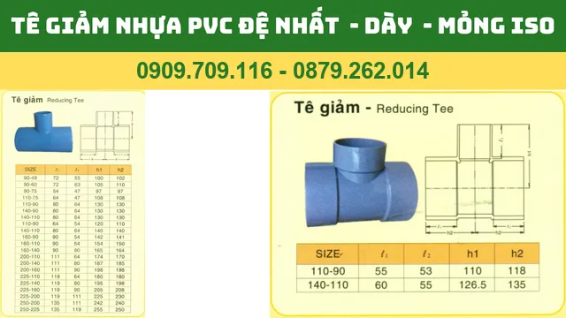 TÊ GIẢM NHỰA PVC ĐỆ NHẤT DÀY - MỎNG - CHUẨN ISO