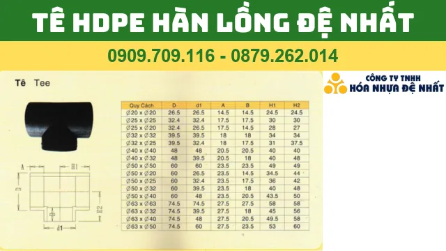 TÊ HDPE HÀN LỒNG ĐỆ NHẤT TÊ HDPE HÀN LỒNG ĐỆ NHẤT