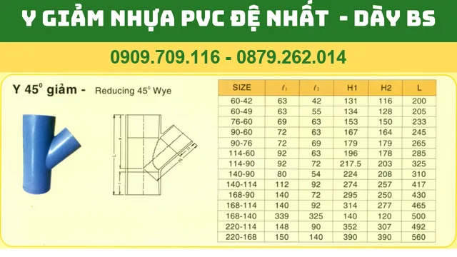 Y GIẢM NHỰA PVC ĐỆ NHẤT DÀY CHUẨN BS Y GIẢM NHỰA PVC ĐỆ NHẤT DÀY CHUẨN BS