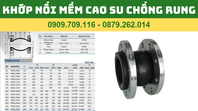 KHỚP NỐI MỀM CAO SU CHỐNG RUNG GANG KHỚP NỐI MỀM CAO SU CHỐNG RUNG GANG