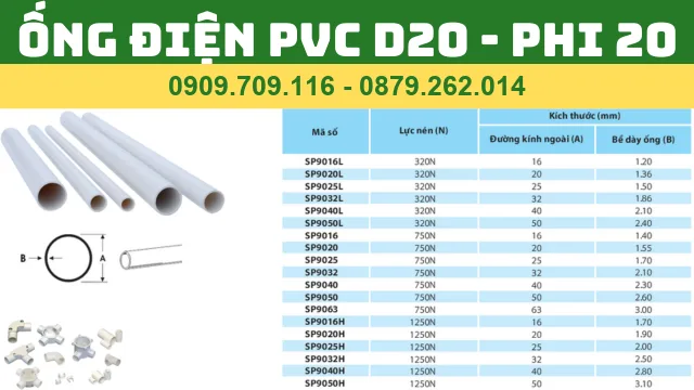 ỐNG ĐIỆN PVC PHI 20 ỐNG ĐIỆN PVC PHI 20