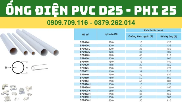 ỐNG ĐIỆN PVC PHI 25 ỐNG ĐIỆN PVC PHI 25
