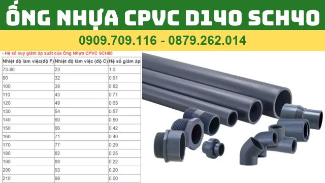 ỐNG NHỰA CPVC D140 SCH40 GIÁ TỐT ỐNG NHỰA CPVC D140 SCH40 GIÁ TỐT