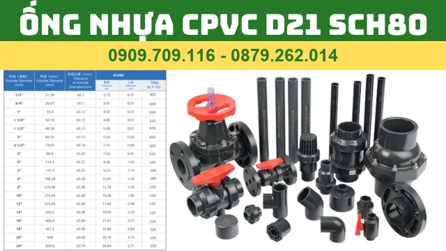 ỐNG NHỰA CPVC D21 SCH80 ỐNG NHỰA CPVC D21 SCH80