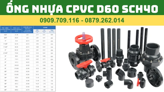 ỐNG NHỰA CPVC D60 SCH40 ỐNG NHỰA CPVC D60 SCH40