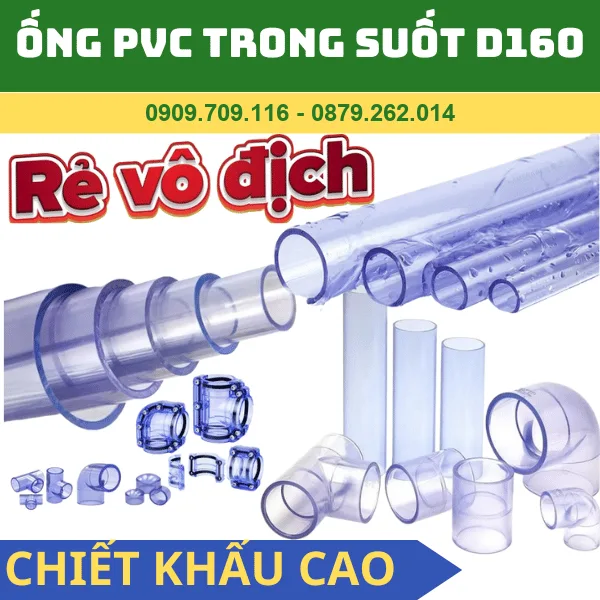 Ống Nhựa PVC Trong Suốt Phi 160 - Clear PVC Pipe Dn150
