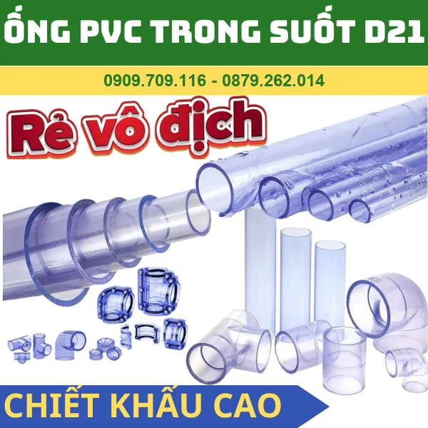 Ống Nhựa PVC Trong Suốt Phi 21 - Clear PVC Pipe Dn15