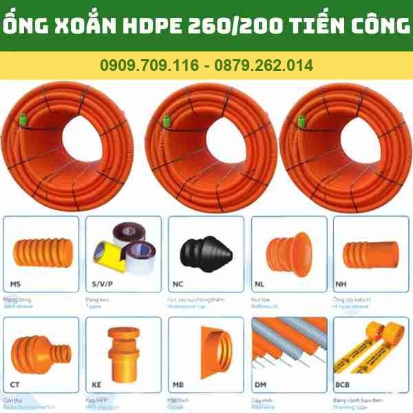 ỐNG XOẮN HDPE 260/200 TIẾN CÔNG