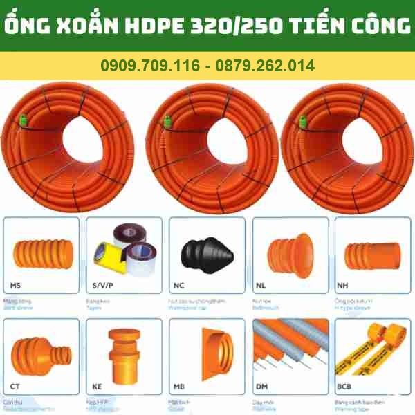 ỐNG XOẮN HDPE 320/250 TIẾN CÔNG