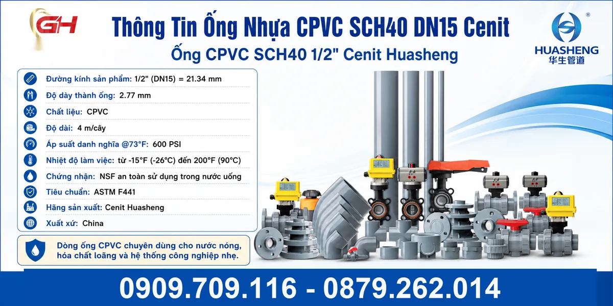 Thông Tin Của Ống CPVC SCH40 DN15 - Cenit