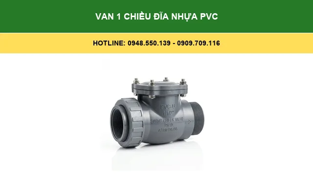Van 1 chiều đĩa nhựa PVC là loại van chỉ cho phép dòng chảy theo một hướng, ngăn chặn dòng chảy ngược. Van có thiết kế hình đĩa dẹp, thường được làm bằng nhựa PVC, phù hợp cho các hệ thống ống nước, đặc biệt là trong không gian hẹp.