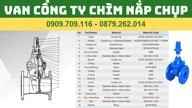 VAN CỔNG TY CHÌM NẮP CHỤP. VAN CỔNG TY CHÌM NẮP CHỤP.