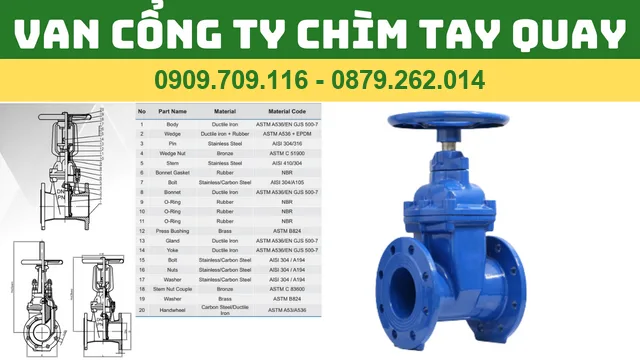 VAN CỔNG TY CHÌM TAY QUAY GANG VAN CỔNG TY CHÌM TAY QUAY GANG