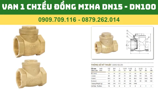 VAN 1 CHIỀU ĐỒNG MIHA DN15 - DN100