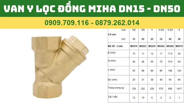 VAN Y LỌC ĐỒNG MIHA DN15 - DN50 VAN Y LỌC ĐỒNG MIHA DN15 - DN50