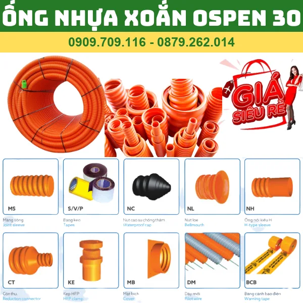 ỐNG NHỰA XOẮN OSPEN 30 _ ỐNG HDPE GÂN CAM