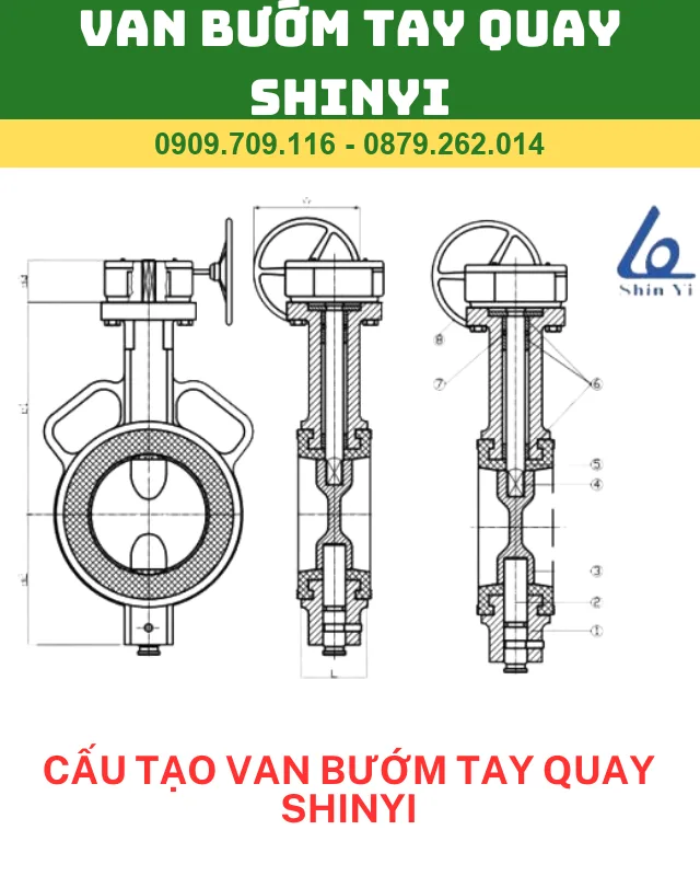 CẤU TẠO VAN BƯỚM TAY QUAY SHINYI CẤU TẠO VAN BƯỚM TAY QUAY SHINYI