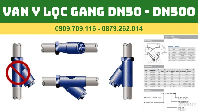 VAN Y LỌC GANG DN50 - DN500 VAN Y LỌC GANG DN50 - DN500