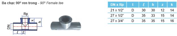 TÊ REN TRONG PVC TIỀN PHONG TÊ REN TRONG PVC TIỀN PHONG