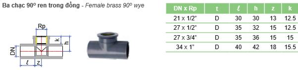 TÊ REN TRONG PVC TIỀN PHONG TÊ REN TRONG ĐỒNG PVC TIỀN PHONG