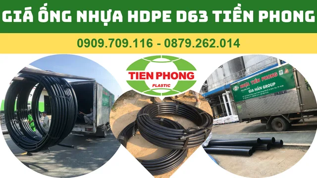 GIÁ ỐNG NHỰA HDPE D63 TIỀN PHONG GIÁ ỐNG NHỰA HDPE D63 TIỀN PHONG