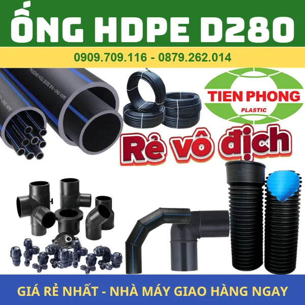 ỐNG NHỰA HDPE PHI 280 TIỀN PHONG